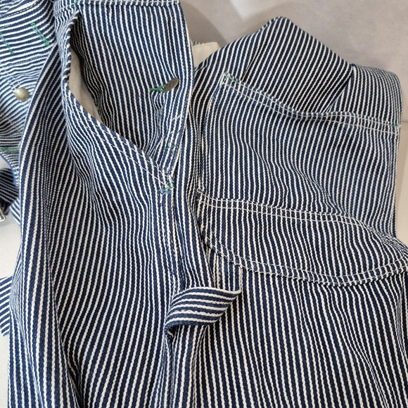 Key Imperial Pinstripe Denim Bib Pocket Overalls Button Fly  - Size 34/34 - Picture 13 of 16